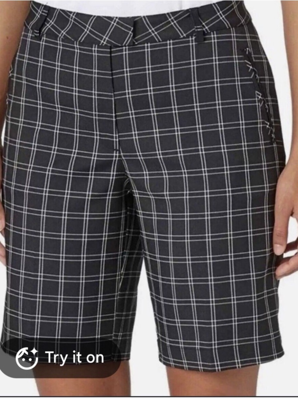 NWOT Lady Hagen Black and White Plaid Twilight Athletic Shorts